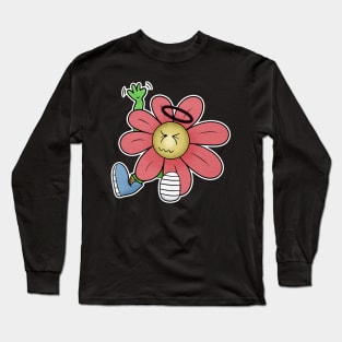 Vibing Flower Funky Art Long Sleeve T-Shirt